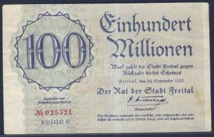 Német Birodalom/Weimari Köztársaság/Freital 1923.9.24. 100.000.000M T:II-