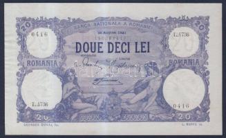 Románia 1923. 20L T:II-(hajtatlan, felül kis beszakadás)