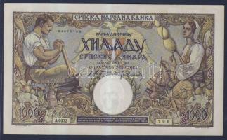 Szerbia 1942. 1000D vízjel Petar király T:I-(enyhén foltos felül)