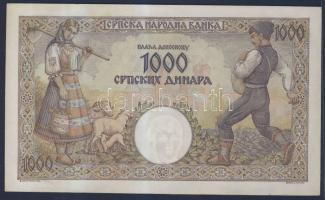 Szerbia 1942. 1000D vízjel Petar király T:I-(enyhén foltos felül)