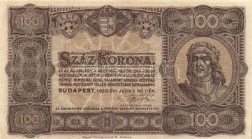 1923. 100K ebből "T.W" (7x) és "Magyar Pénzjegynyomda Rt." (2x) T:I