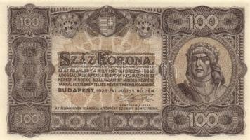 1923. 100K ebből "T.W" (7x) és "Magyar Pénzjegynyomda Rt." (2x) T:I