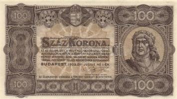 1923. 100K ebből "T.W" (7x) és "Magyar Pénzjegynyomda Rt." (2x) T:I