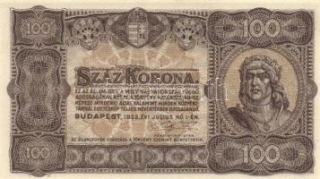 1923. 100K ebből "T.W" (7x) és "Magyar Pénzjegynyomda Rt." (2x) T:I