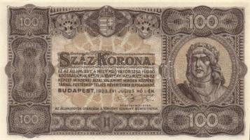 1923. 100K ebből "T.W" (7x) és "Magyar Pénzjegynyomda Rt." (2x) T:I