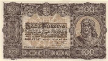 1923. 100K ebből "T.W" (7x) és "Magyar Pénzjegynyomda Rt." (2x) T:I