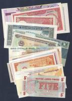 Vegyes bankjegy tétel, összesen 25db :Kambodzsa, India, Brazília, Türkmenisztán, Myanmar, Brit katonai kiadások, Paraguay, Irán pénzei T:I(egyikük II-es és két bankjegyen két apró lyuk)