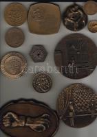 12db klf.  magyar bronzérem és plakett, sport, színház, zene stb. motívumokkal T:2