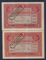 1917. 2K (2x) osztrák felülbélyegzéssel T:II,II-(apró szakadás)