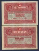 1917. 2K (2x) osztrák felülbélyegzéssel T:II,II-(apró szakadás)