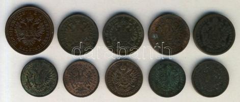 Ausztria/magyar és osztrák verdejel 1851-1885. 5/10Kr (3x) + 1/4Kr (2x) + 1Kr (5x) T:1,2,3