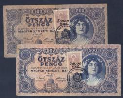 1945. 500P (2x) mindkettő hamis bélyeggel T:III