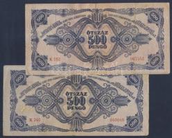 1945. 500P (2x) mindkettő hamis bélyeggel T:III