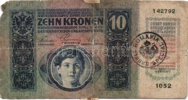 1904. 10K román felülbélyegzéssel + 1913. 20K (4x) mind román felülbélyegzéssel 1915. 10K (3x) egy r...