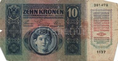 1904. 10K román felülbélyegzéssel + 1913. 20K (4x) mind román felülbélyegzéssel 1915. 10K (3x) egy r...