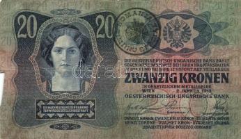 1904. 10K román felülbélyegzéssel + 1913. 20K (4x) mind román felülbélyegzéssel 1915. 10K (3x) egy r...