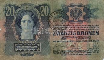 1904. 10K román felülbélyegzéssel + 1913. 20K (4x) mind román felülbélyegzéssel 1915. 10K (3x) egy r...