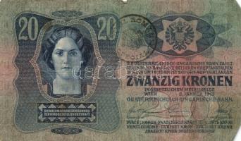 1904. 10K román felülbélyegzéssel + 1913. 20K (4x) mind román felülbélyegzéssel 1915. 10K (3x) egy r...