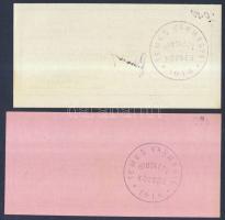 1915. 10f + 20f szükségutalványok Daubner József kezességével és "Temes Vármegye Homokszil Közs...