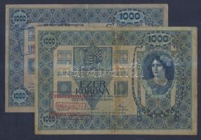 1902. 1000K (2x) "Újvidék város" és Nyírbátor város Tanácsa" felülbélyegzéssel T:III,III-(ragasztott)