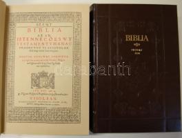 Vizsolyi Biblia I.-II. kötet. Facsimile kiadás. Bp. 1990. Magyar Helikon. Kiadói egészbőr kötésben, eredeti papírtokkal és a kísérő tanulmánnyal. Hibátlan, bontatlan állapotban!