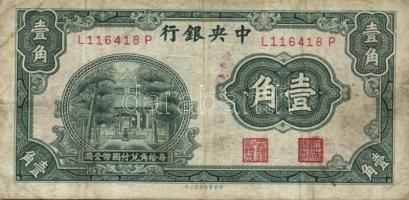 Kína 10db klf régi bankjegy T:vegyes