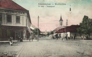 Fehértemplom main street with the shop of Milan Jovanovits (fl)