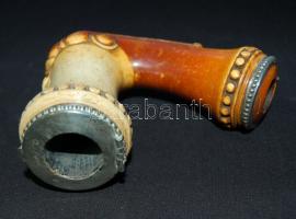 XIX. századi szépen faragott tajtékpipa, ezüsttel bélelt és karimázott, gyönyörűen "kiszívott&q...