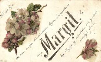 Floral Margit Name Day greeting with real pearls (EB)