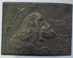 Vadászó kutyát ábrázoló fém dombormű / Hunting dog relief 23x30 cm