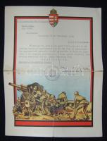 1944. Ternegg Kálmán II. világháborús magyar vezérezredes által aláírt névre szóló kiváló gyakorlati és elméleti tudást elismerő oklevél, hajtott állapotban