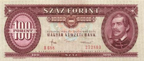 1984. 100Ft (2x) egymásutáni sorszámmal és fordított hátlapi alapnyomattal! T:I