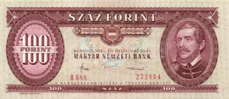 1984. 100Ft (2x) egymásutáni sorszámmal és fordított hátlapi alapnyomattal! T:I