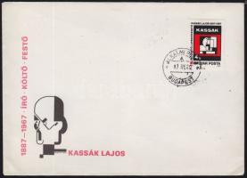 1987 Kassák Lajos emlékkiállítás meghívó, alkalmi bélyegzássel