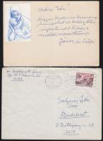 1985 Andrássy Kurta János szobrász sajét kézzel írt levele, benne tolrajzzal