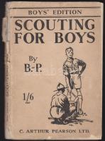 cca 1930 B.P.: Scouting for boys, cserkészkönyv szakadt borítóval
