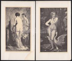 XIX. század 5 db klf akt acélmetszet 11x18cm