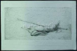 Komjáti Wanyerka Gyula (1894-1958): Nyúltetem rézkarc-papír, jelzett, 20x32 cm