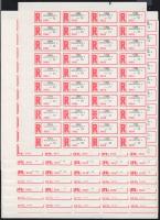 "Budapest 4 1364"- használatlan ragjegyek, összesen 490 db (9 db 50-es ív + 40 db)