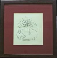 Kassák Lajos (1887-1967): Kis szériás ofszett kertezve 31x33 cm