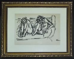 Rippl-Rónai József (1861-1927): Akt, Cinkográfia-papír, jelzett, keretben 36x30 cm