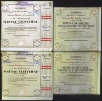 1946. Dreher-Haggenmacher Első Magyar Részvényserfőződe részvényelismervénye ideiglenes részvényről 40P értékben (2x) egymás utáni sorszámúak + Magyar Czukoripar Részvénytársaság részvényelismervénye 100P-ről (2x) egymás utáni sorszámúak