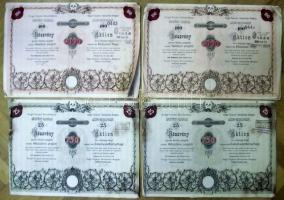 1935. Salgó-Tarjáni Kőszénbánya Részvény-Társulat részvénye 750P-ről szelvényekkel (2x) + 1944. Salgó-Tarjáni Kőszénbánya Részvény-Társulat részvénye 3000P-ről szelvényekkel (2x)