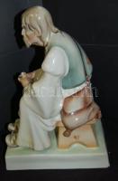 Zsolnay kézzel festett porcelán szalonnázó juhász szobor hibátlan állapotban / Zsolnay handpainted c...