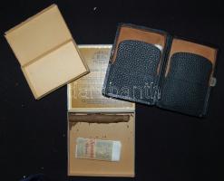 Bőr szivartartó doboz szipkával és 2 db régi cigarettás doboz