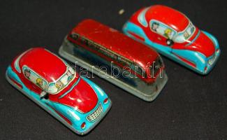 ~1970  3 db régi lemezárugyári pléh kisautó jó állapotban 8x3x3cm