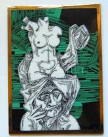 Szász Endre által tervezett Hollóházi porcelán plakett / Faces designed by Endre Szasz Hollohaza chinaware plaque 9x12cm