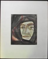 Z. Gács György (1914-1978): Idős asszony portré, akvarell-papír, jelzés nélkül, paszpartuban 32x40cm