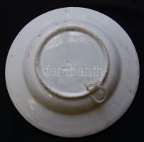 cca 1900 Virágokkal díszített Hollóháza kerámia falitányér d: 24cm