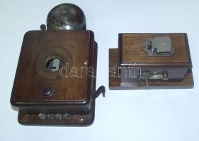 ~1880 Antik hiányos házi telefon és kapcsoló szerkezet nagyon szép állapotban
